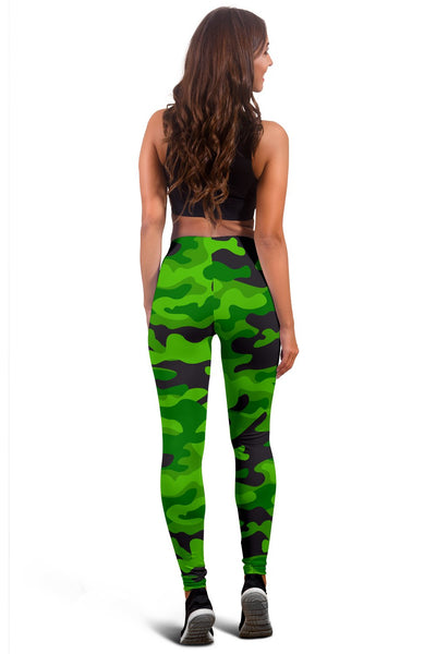 Green Kelly Camo Print Women Leggings