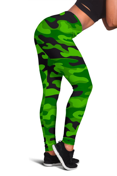 Green Kelly Camo Print Women Leggings