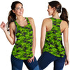 Green Kelly Camo Print Women Racerback Tank Top