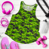 Green Kelly Camo Print Women Racerback Tank Top