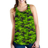 Green Kelly Camo Print Women Racerback Tank Top