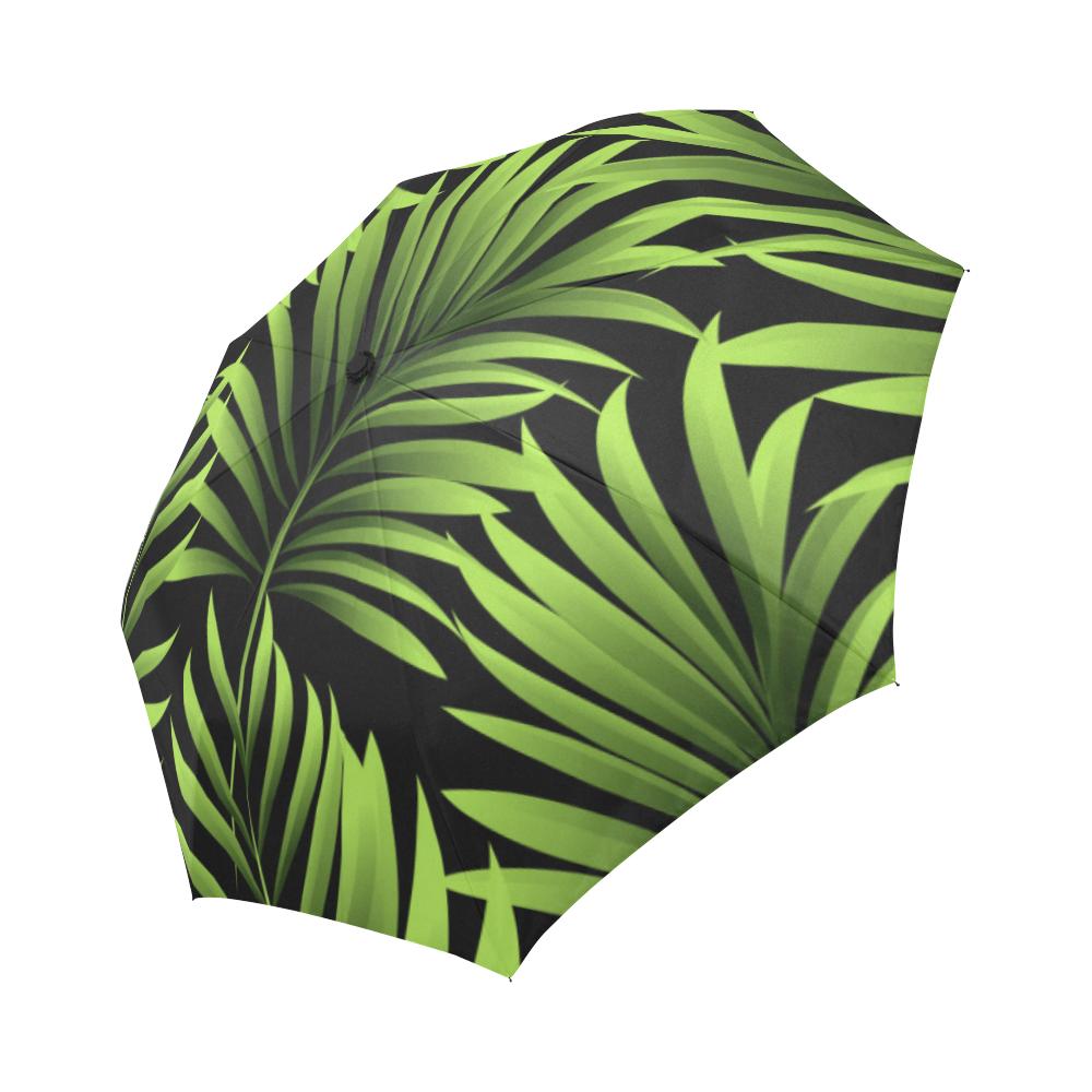 Green Neon Tropical Palm Automatic Foldable Umbrella