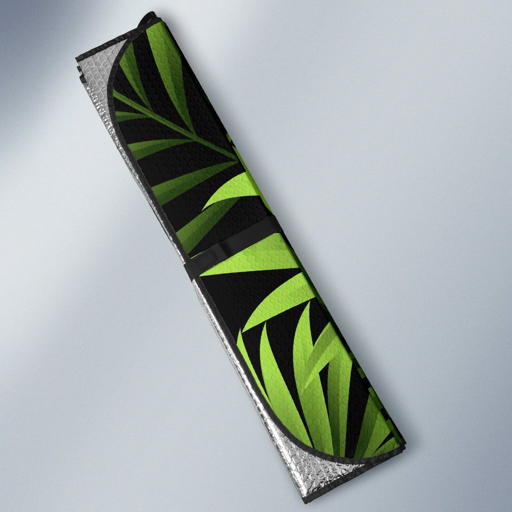 Green Neon Tropical Palm Leaves Car Sun Shade-JorJune
