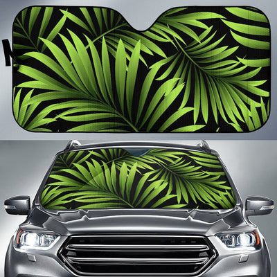 Green Neon Tropical Palm Leaves Car Sun Shade-JorJune