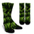 Green Neon Tropical Palm Leaves Crew Socks
