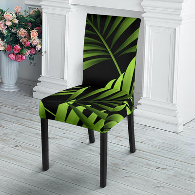 Green Neon Tropical Palm Leaves Dining Chair Slipcover-JORJUNE.COM