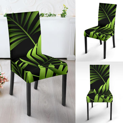 Green Neon Tropical Palm Leaves Dining Chair Slipcover-JORJUNE.COM