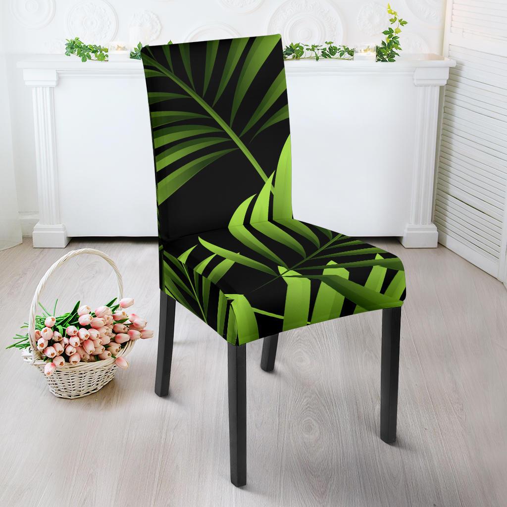 Green Neon Tropical Palm Leaves Dining Chair Slipcover-JORJUNE.COM