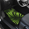 Green Neon Tropical Palm Leaves Front and Back Car Floor Mats