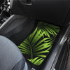 Green Neon Tropical Palm Leaves Front and Back Car Floor Mats