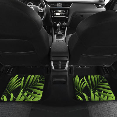 Green Neon Tropical Palm Leaves Front and Back Car Floor Mats