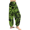 Green Neon Tropical Palm Leaves Harem Pants