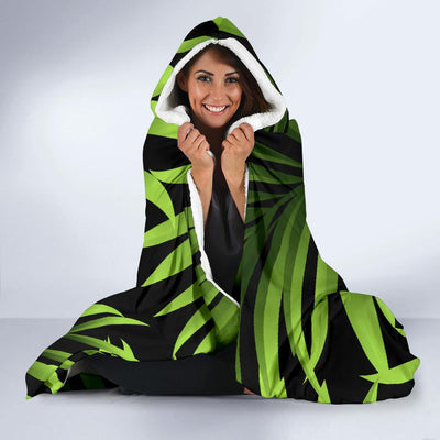 Green Neon Tropical Palm Leaves Hooded Blanket-JORJUNE.COM