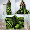 Green Neon Tropical Palm Leaves Hooded Blanket-JORJUNE.COM