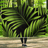 Green Neon Tropical Palm Leaves Hooded Blanket-JORJUNE.COM