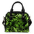 Green Neon Tropical Palm Leaves Leather Shoulder Handbag