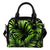 Green Neon Tropical Palm Leaves Leather Shoulder Handbag