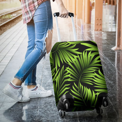 Green Neon Tropical Palm Leaves Luggage Protective Cover