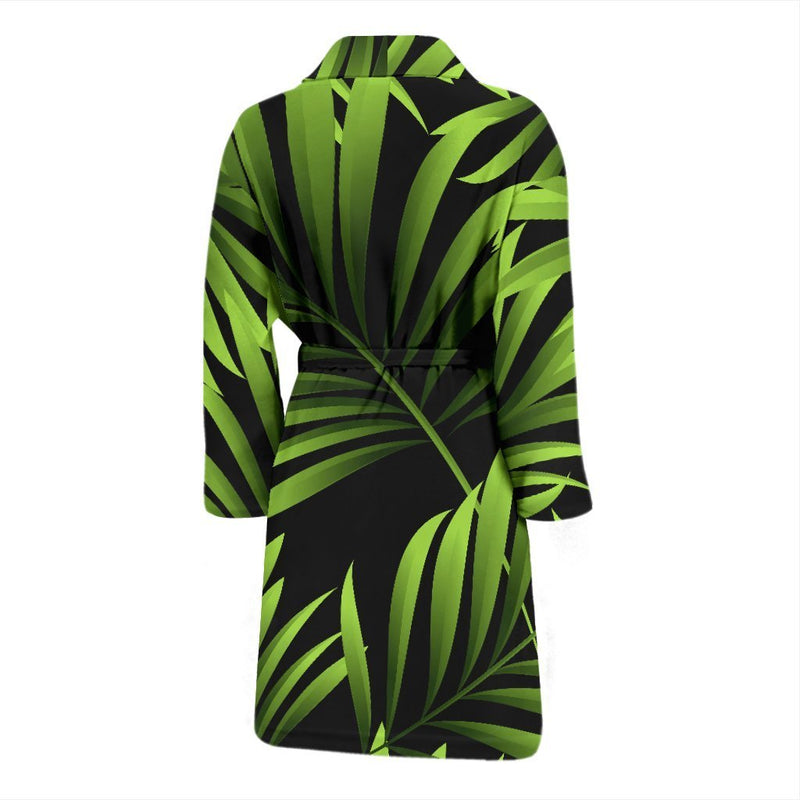 Green Neon Tropical Palm Leaves Men Bath Robe