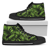 Green Neon Tropical Palm Leaves Men High Top Canvas Shoes