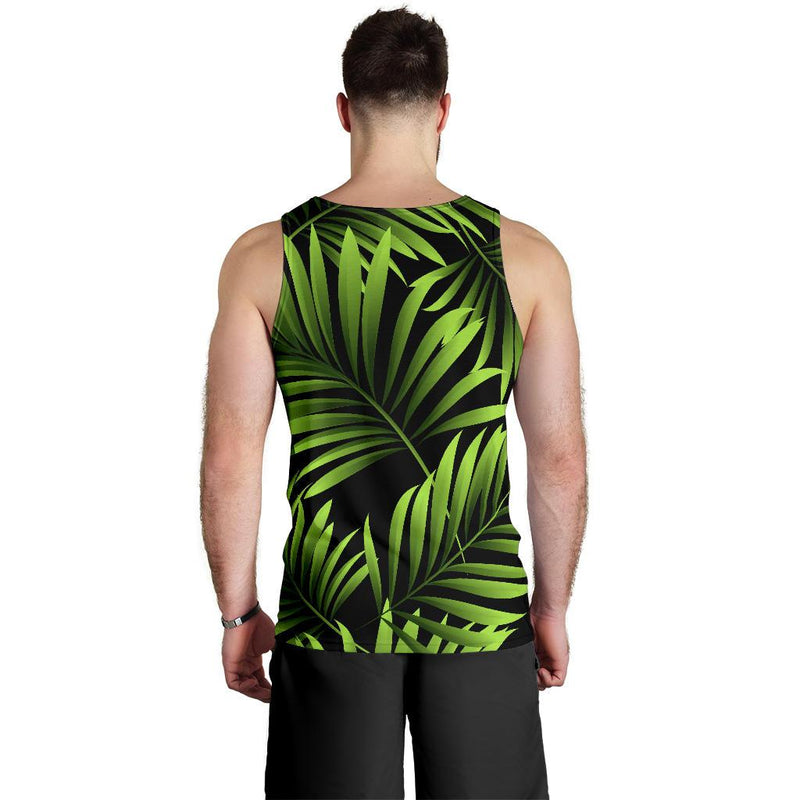 Green Neon Tropical Palm Leaves Men Tank Top