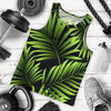 Green Neon Tropical Palm Leaves Men Tank Top