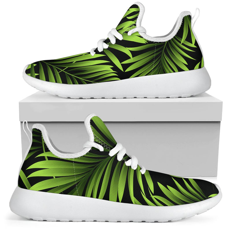 Green Neon Tropical Palm Leaves Mesh Knit Sneakers Shoes