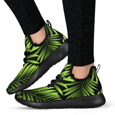 Green Neon Tropical Palm Leaves Mesh Knit Sneakers Shoes