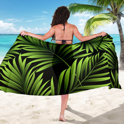 Green Neon Tropical Palm Leaves Sarong Pareo Wrap