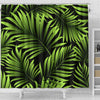 Green Neon Tropical Palm Leaves Shower Curtain