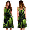 Green Neon Tropical Palm Leaves Sleeveless Mini Dress