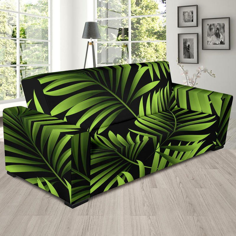 Green Neon Tropical Palm Leaves Sofa Slipcover-JORJUNE.COM