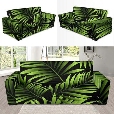 Green Neon Tropical Palm Leaves Sofa Slipcover-JORJUNE.COM