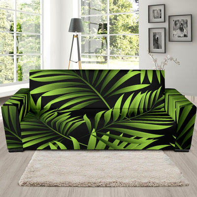 Green Neon Tropical Palm Leaves Sofa Slipcover-JORJUNE.COM