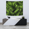 Green Neon Tropical Palm Leaves Tapestry