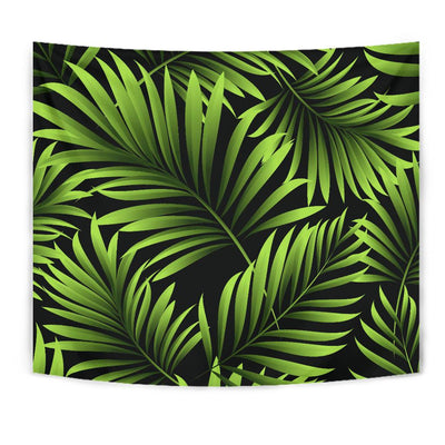 Green Neon Tropical Palm Leaves Tapestry