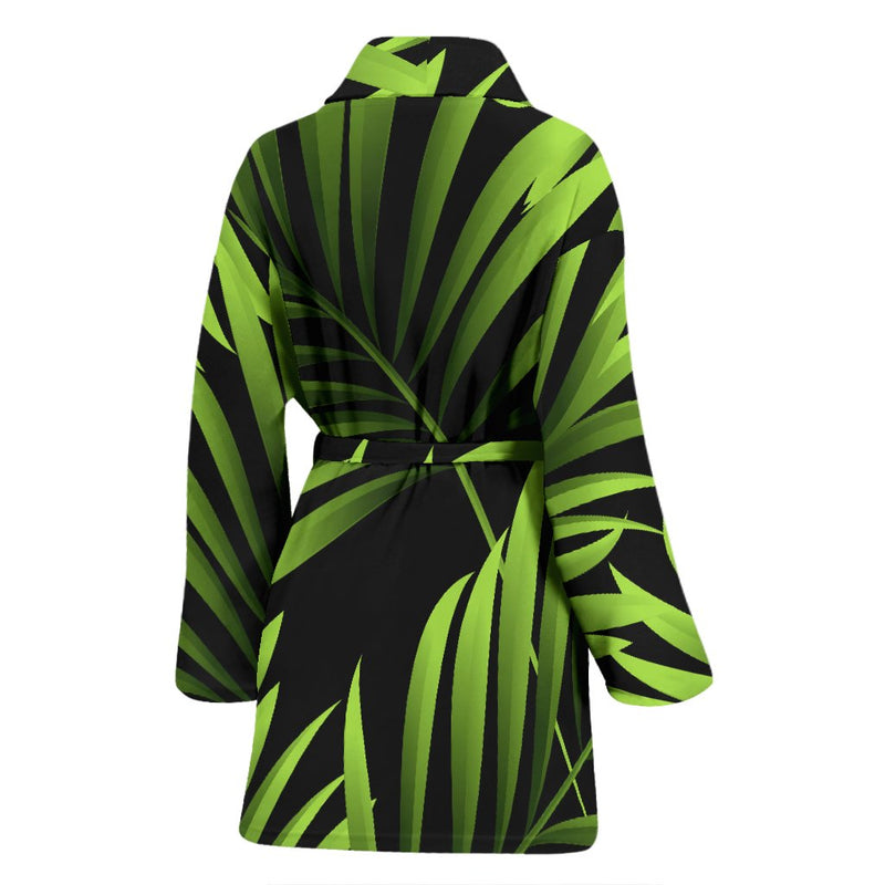 Green Neon Tropical Palm Leaves Women Bath Robe