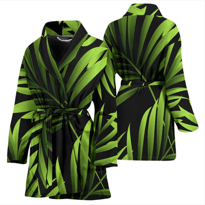 Green Neon Tropical Palm Leaves Women Bath Robe