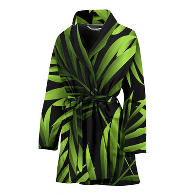 Green Neon Tropical Palm Leaves Women Bath Robe