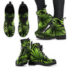 Green Neon Tropical Palm Leaves Women Leather Boots