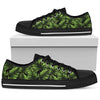 Green Neon Tropical Palm Leaves Women Low Top Canvas Shoes