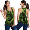 Green Neon Tropical Palm Leaves Women Racerback Tank Top