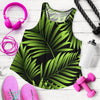 Green Neon Tropical Palm Leaves Women Racerback Tank Top