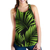 Green Neon Tropical Palm Leaves Women Racerback Tank Top