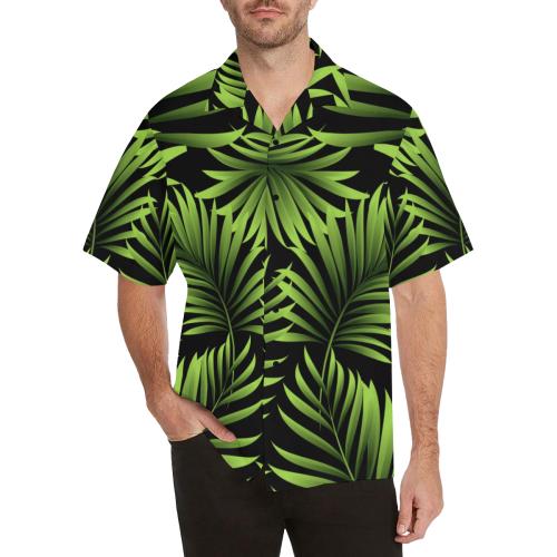 Green Neon Tropical Palm Men Hawaiian Shirt