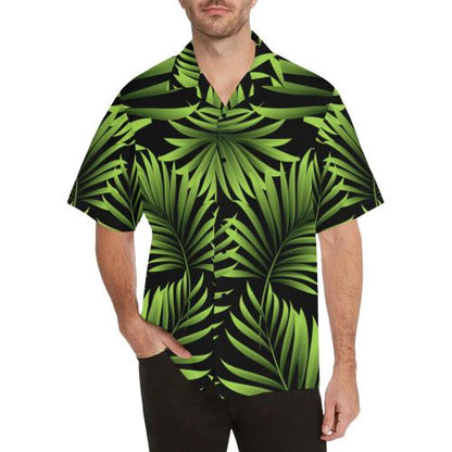 Green Neon Tropical Palm Men Hawaiian Shirt