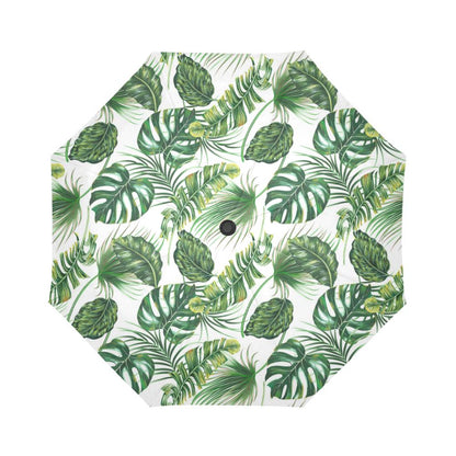 Green Pattern Tropical Palm Automatic Foldable Umbrella