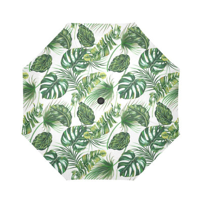 Green Pattern Tropical Palm Automatic Foldable Umbrella