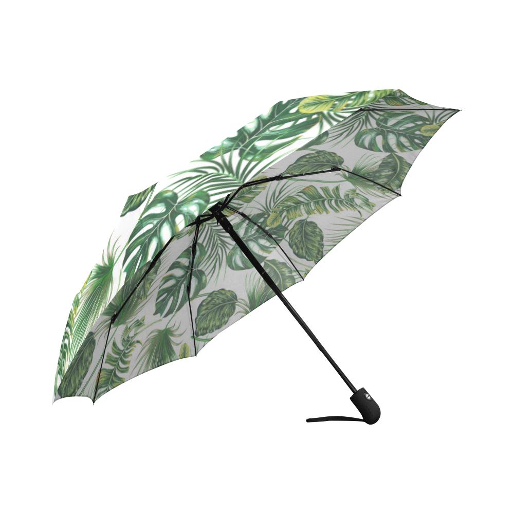 Green Pattern Tropical Palm Automatic Foldable Umbrella