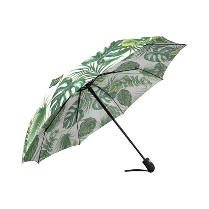 Green Pattern Tropical Palm Automatic Foldable Umbrella